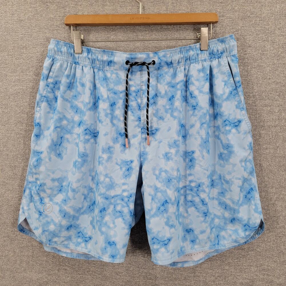 Light Blue Tie-Dye Men’s Flat Front Shorts